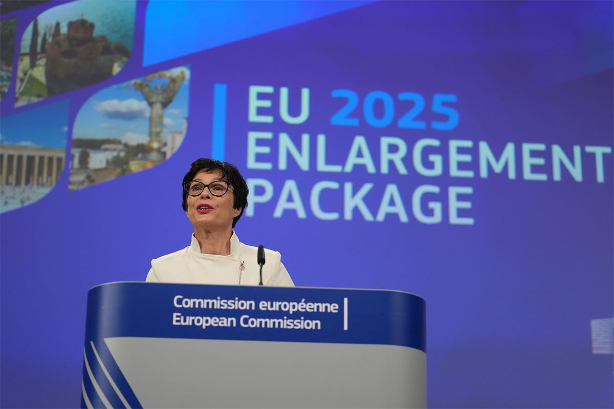 The EU's enlargement commissioner discussed how the European Union is helping neighboring countries counter Russian disinformation, the prospects for a new wave of accessions and why expansion is central to the bloc's security.